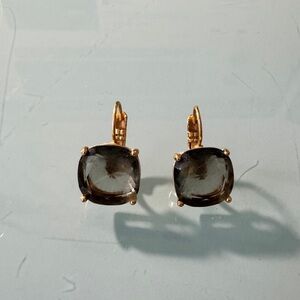 Drop Gold and Black Stone Earrings